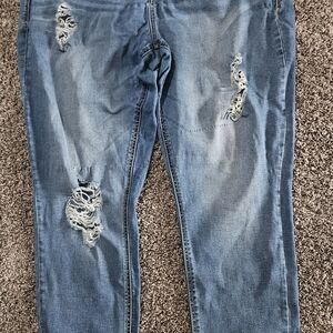 Maurices Blue Distressed Cropped Jeans